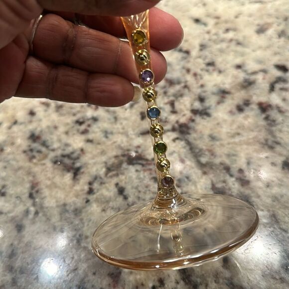 Franco Vetrerie Cristellerie Italian Bejeweled Champagne Glasses (2) - Picture 3 of 6